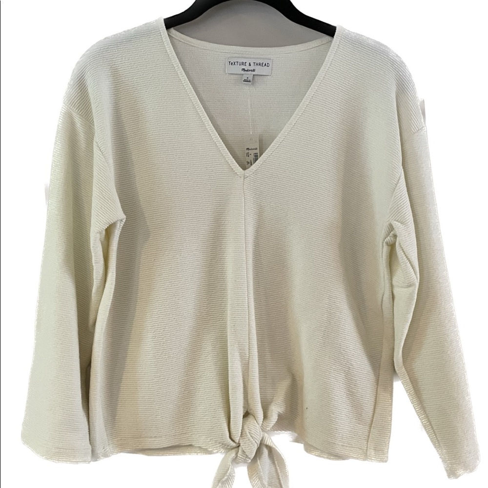 Madewell Texture & Thread Long-Sleeve Tie-Front Top